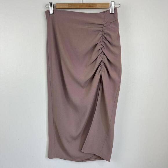 Aritzia Babaton Mayhew Midi Skirt Dusty Mauve Women's Size 4 Side Slit Stretchy - Picture 3 of 12